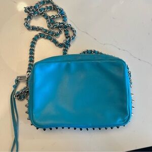 Blue Studded Crossbody Bag